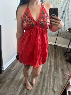Free People Red Halter Dress
